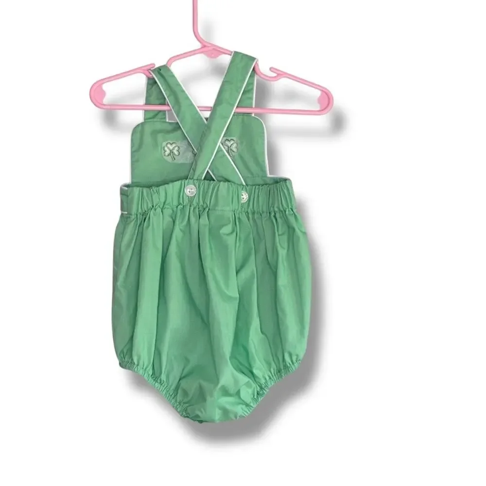 Thread Heirloom Company clover embroidered bib one piece size 18 months